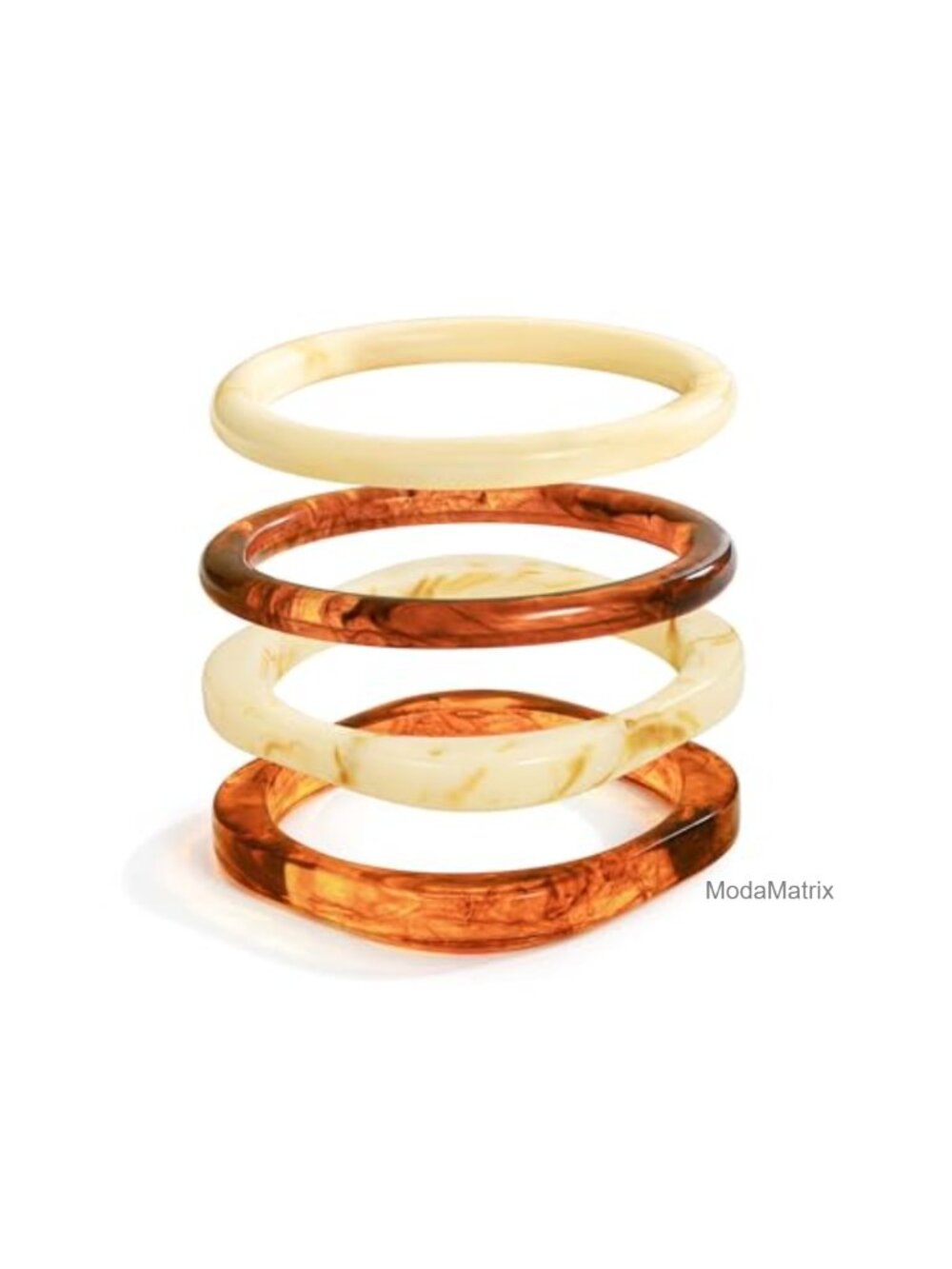 Vintage Resin Bangle Bracelet Set, Stackable Geometric Acrylic Cuff